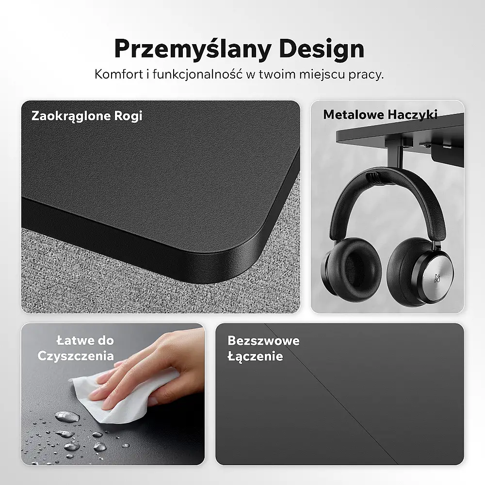 Γραφείο SENSE7 NOJO LIGHT Μαύρο 140x70 εκ.