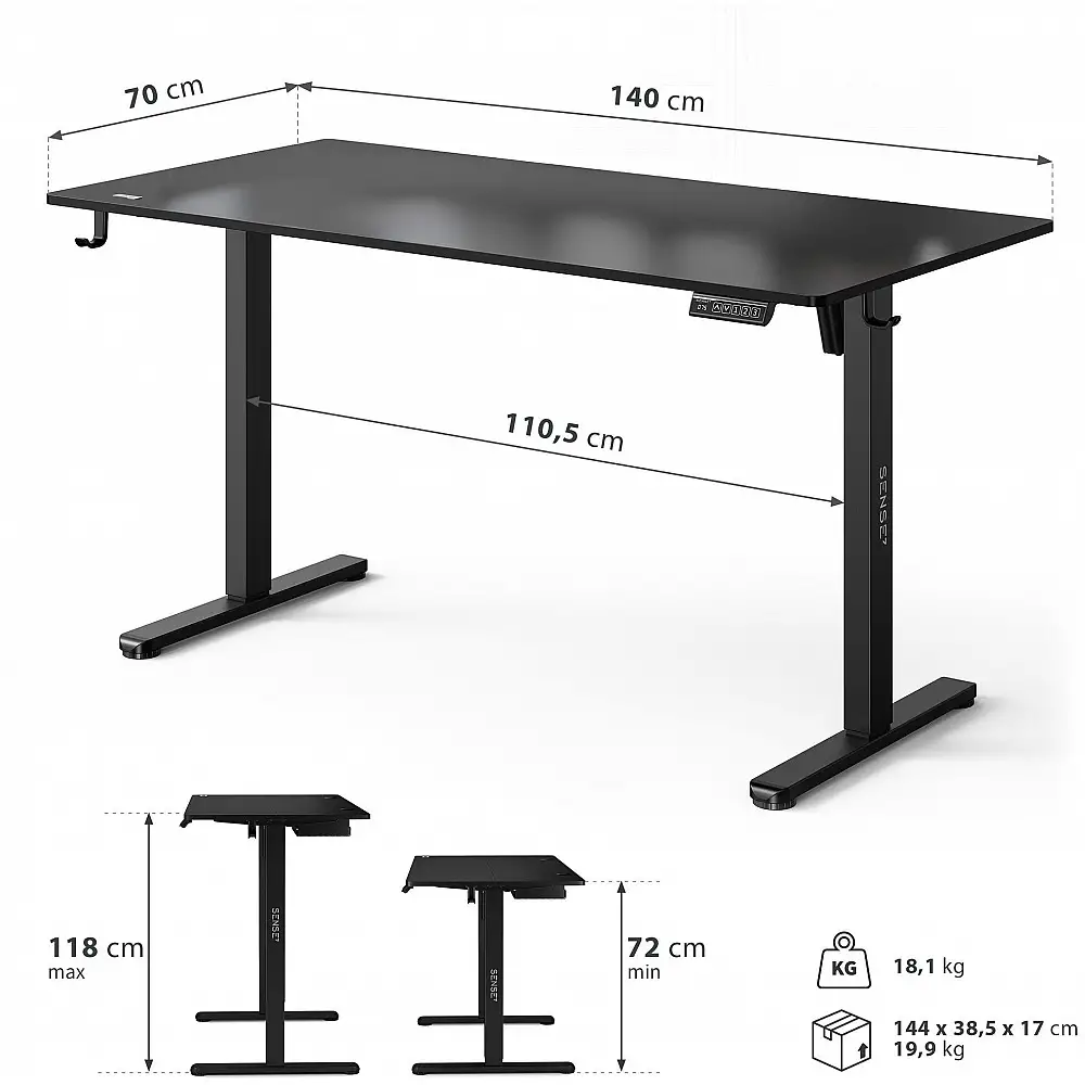 Γραφείο SENSE7 NOJO LIGHT Μαύρο 140x70 εκ.