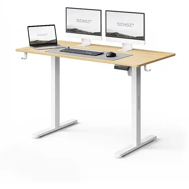 SENSE7 Nojo Light Ηλεκτρικό Γραφείο με Ρύθμιση Ύψους, Πεύκο - Λευκό, 120x60 εκ.