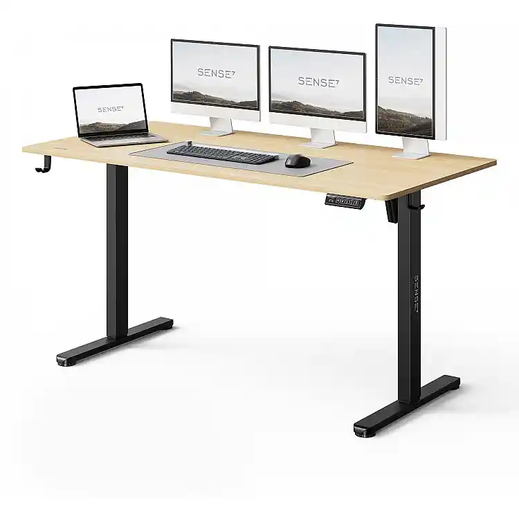 SENSE7 NOJO Light Ηλεκτρικό Γραφείο με Ρύθμιση Ύψους, Πεύκο - Μαύρο, 140x70 εκ.