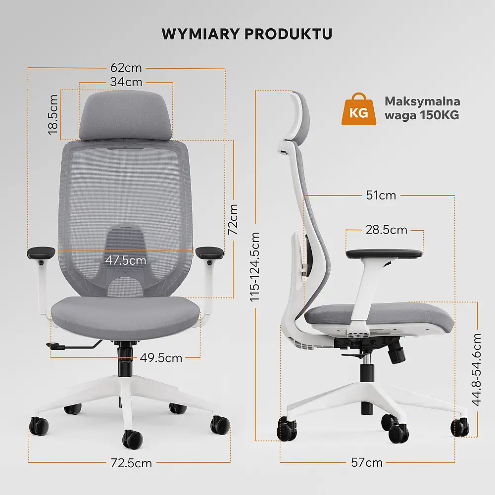 Καρέκλα γραφείου SENSE7 Nakai Λευκό-γκρι