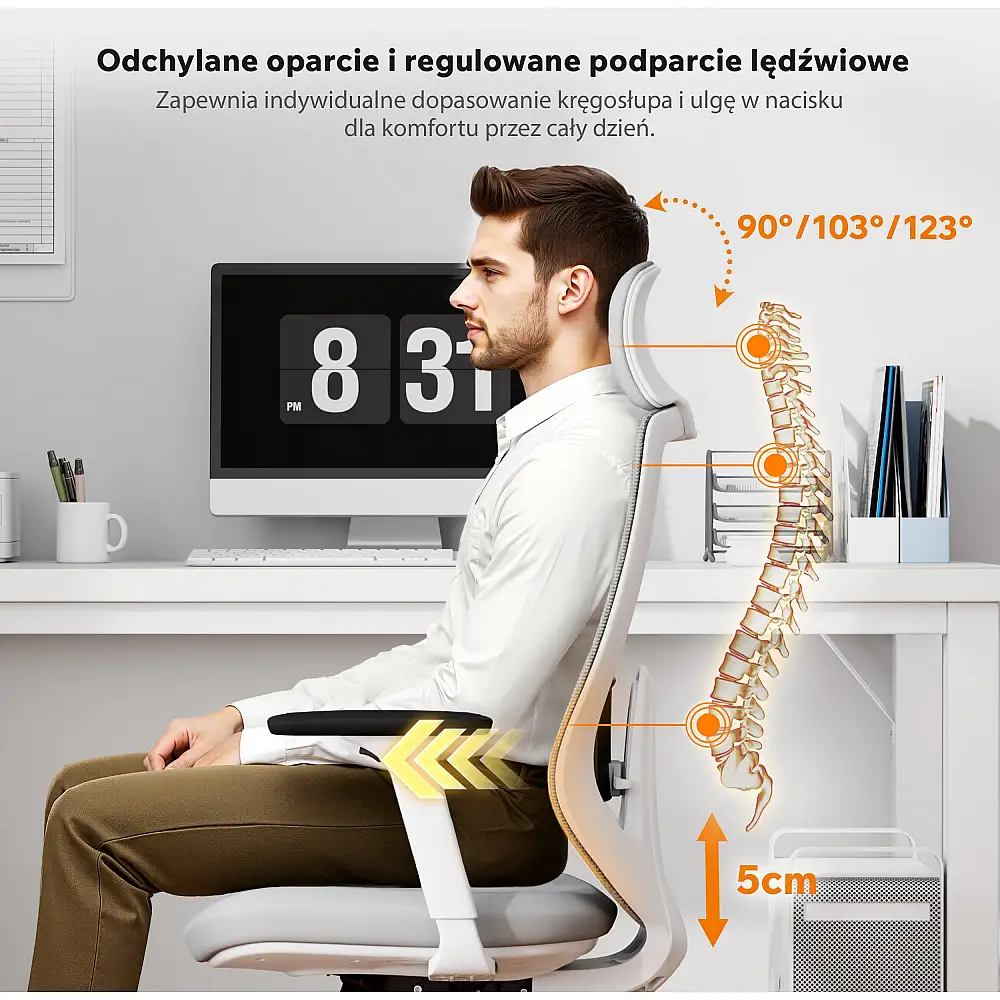 Καρέκλα γραφείου SENSE7 Nakai Λευκό-γκρι