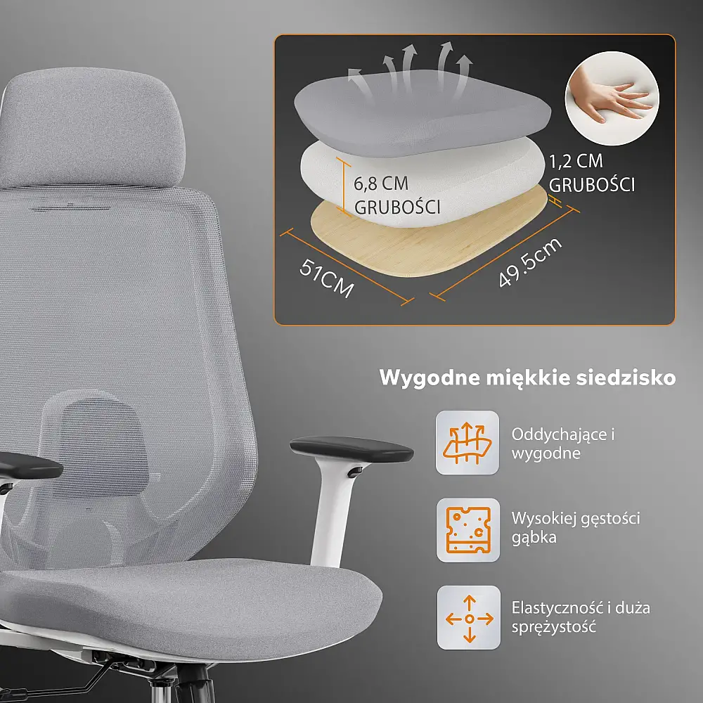 Καρέκλα γραφείου SENSE7 Nakai Λευκό-γκρι