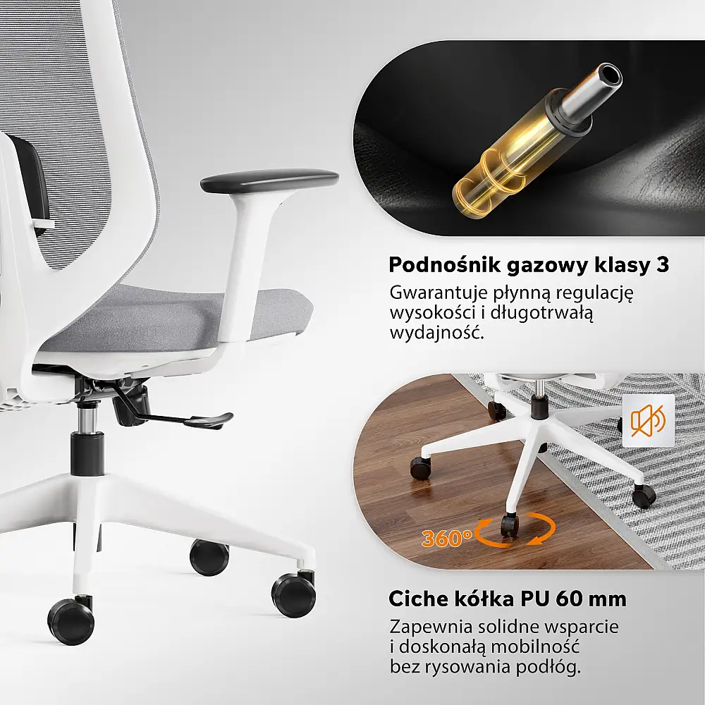 Καρέκλα γραφείου SENSE7 Nakai Λευκό-γκρι