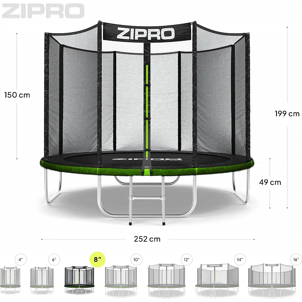 Τραμπολίνο κήπου Zipro Jump Pro με εξωτερικό δίχτυ 8FT 252cm