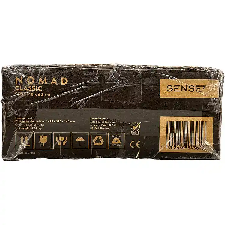 SENSE7 Nomad Classic Gaming Γραφείο, 140x60 cm, Μαύρο