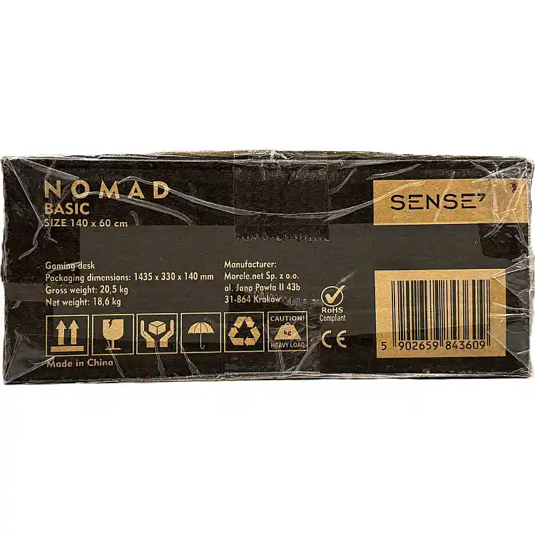 Gaming Γραφείο SENSE7 Nomad Basic, 140x60 cm, Μαύρο