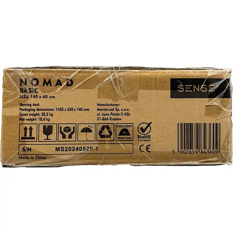 Gaming Γραφείο SENSE7 Nomad Basic, 140x60 cm, Μαύρο