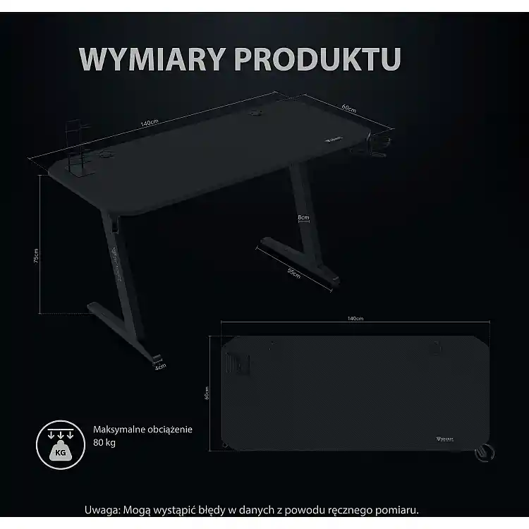 Gaming Γραφείο SENSE7 Nomad Basic, 140x60 cm, Μαύρο