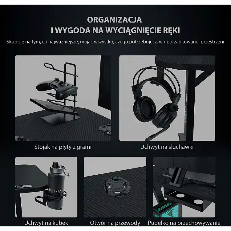 Gaming Γραφείο SENSE7 Nomad Basic, 140x60 cm, Μαύρο