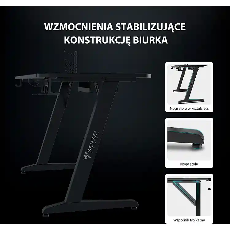 Gaming Γραφείο SENSE7 Nomad Basic, 140x60 cm, Μαύρο