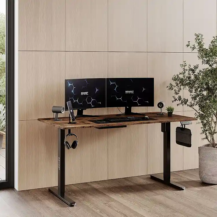 SENSE7 Nojo Γραφείο 140x70 cm, Χρώμα Wenge & Μαύρη Δρυς