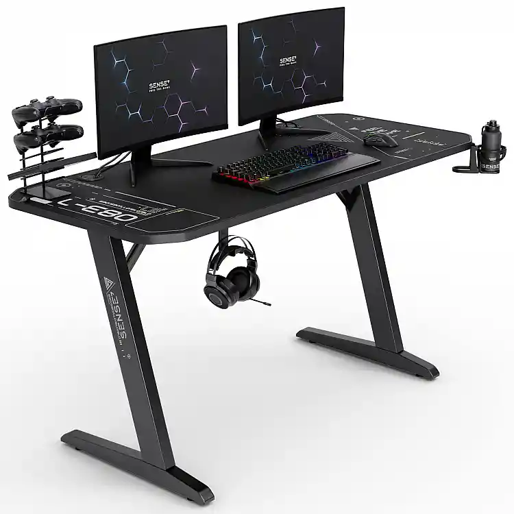 Gaming Γραφείο SENSE7 Nomad Cybernetic, 140x60 cm, Μαύρο