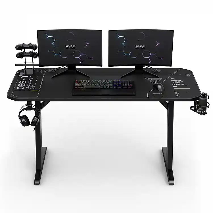 Gaming Γραφείο SENSE7 Nomad Cybernetic, 140x60 cm, Μαύρο