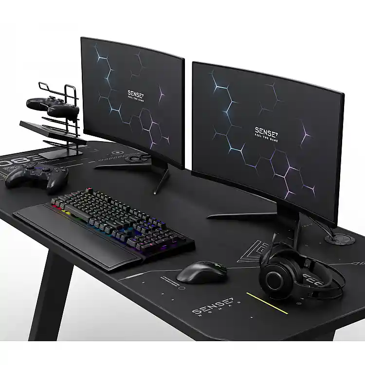 Gaming Γραφείο SENSE7 Nomad Cybernetic, 140x60 cm, Μαύρο