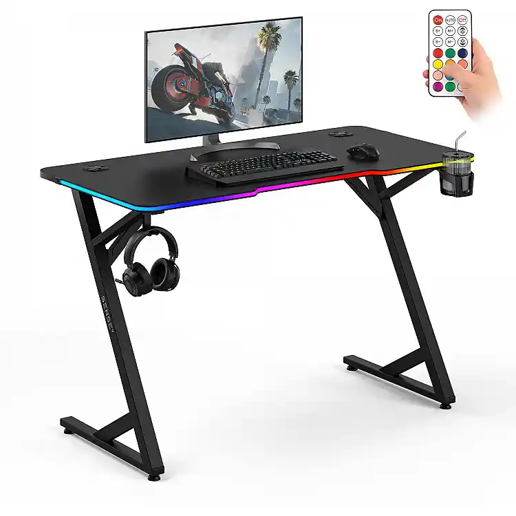 SENSE7 Gaming Γραφείο VOLT RGB, Μαύρο, 120x60cm