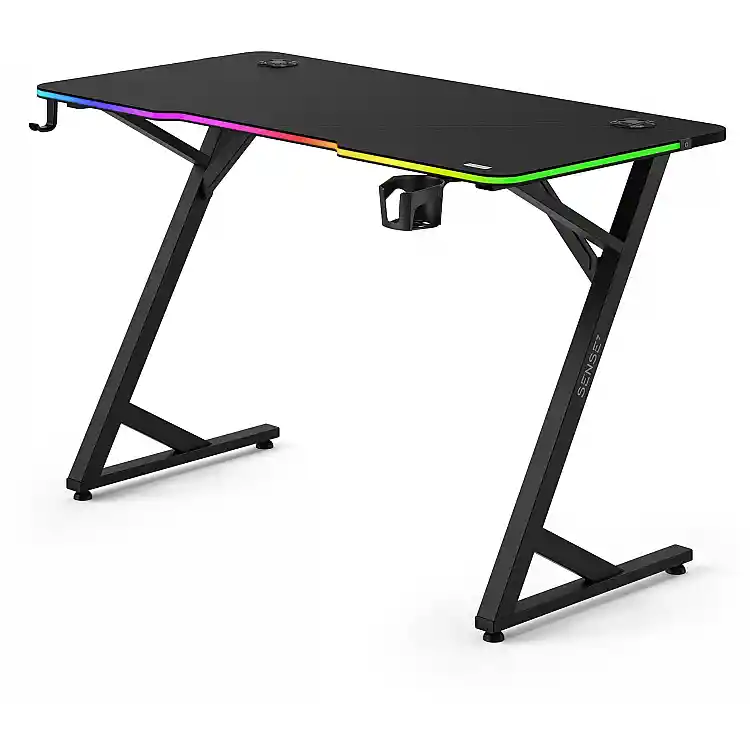 SENSE7 Gaming Γραφείο VOLT RGB, Μαύρο, 120x60cm