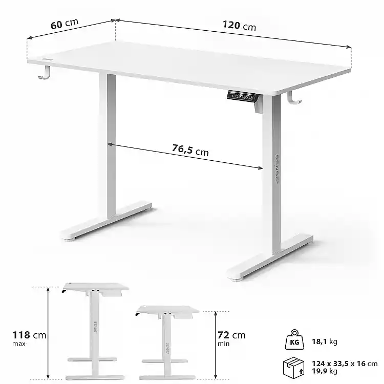Γραφείο Gaming SENSE7 Nojo Light Λευκό 120x60 εκ.