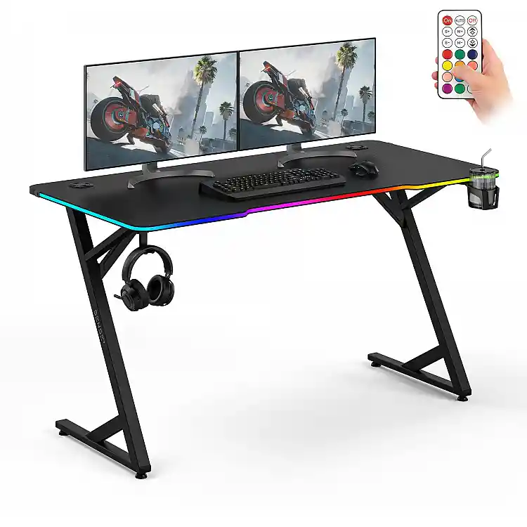 SENSE7 Gaming Γραφείο VOLT RGB, 140x70cm, Μαύρο