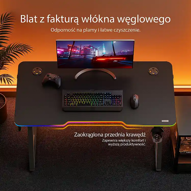 SENSE7 Gaming Γραφείο VOLT RGB, 140x70cm, Μαύρο