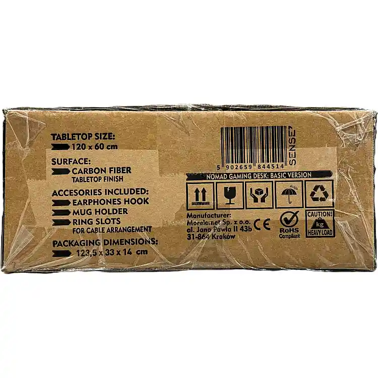 SENSE7 Nomad Basic Gaming Γραφείο, 120x60 cm, Μαύρο