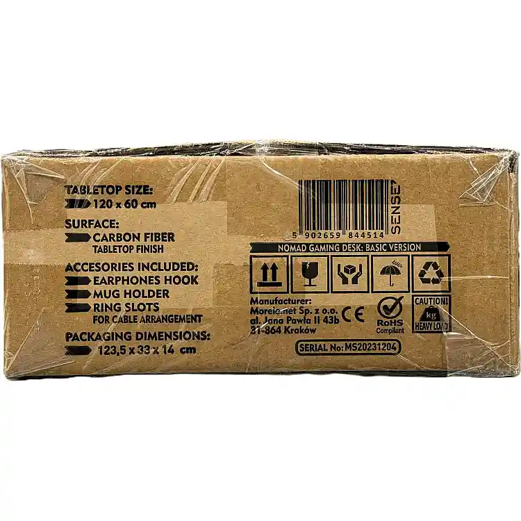 SENSE7 Nomad Basic Gaming Γραφείο, 120x60 cm, Μαύρο