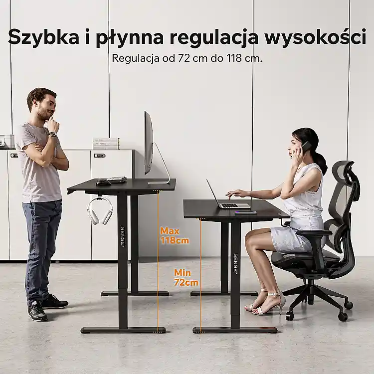 SENSE7 Nojo Light Ηλεκτρικό Γραφείο 140x70 εκ. - Μαύρο