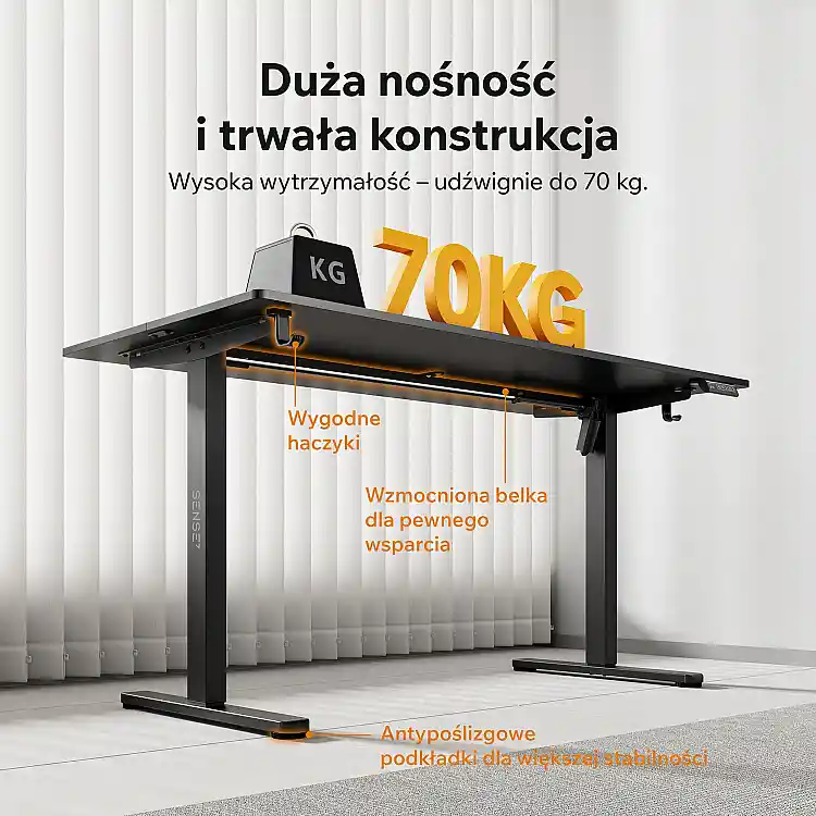 SENSE7 Nojo Light Ηλεκτρικό Γραφείο 140x70 εκ. - Μαύρο