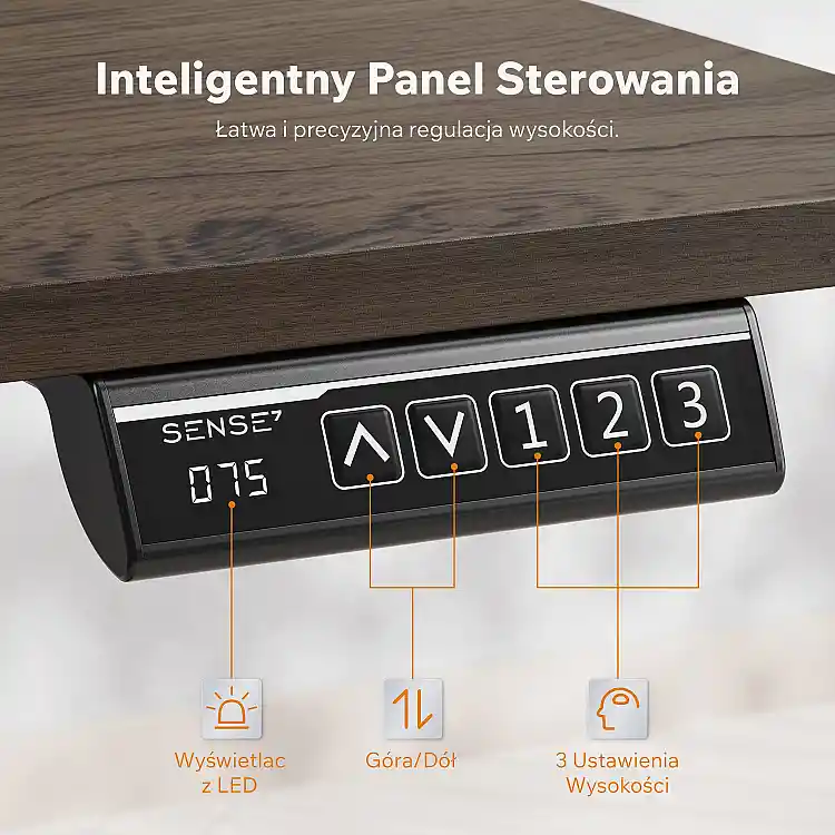 SENSE7 NOJO Light Ηλεκτρικό Γραφείο Gaming & Εργασίας, Μαύρο Δρυς, 120x60 εκ.