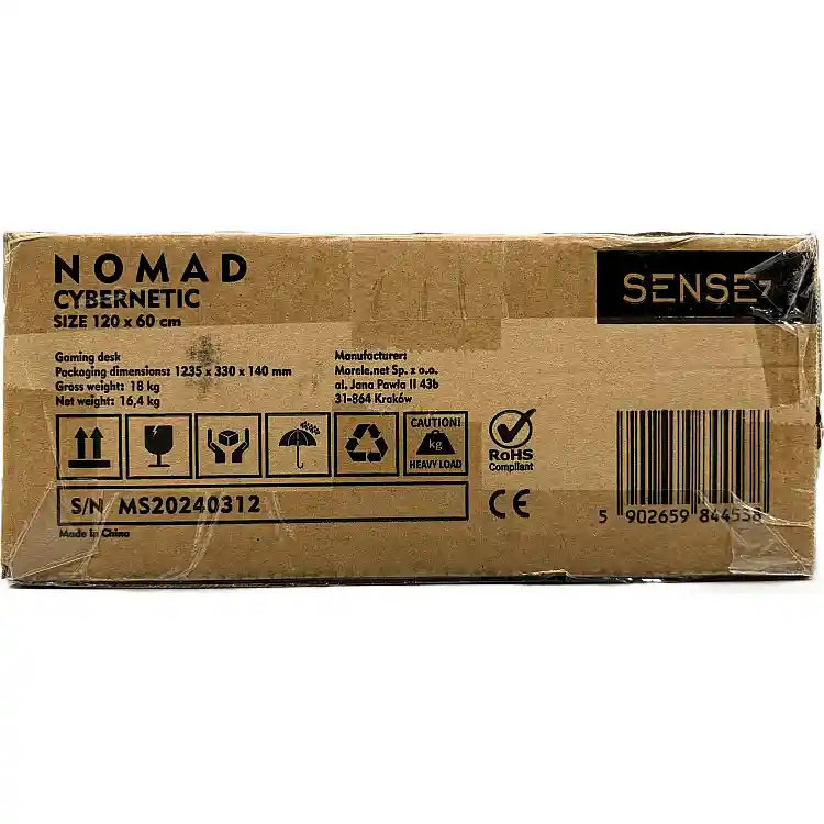 SENSE7 Nomad Cybernetic Gaming Γραφείο 120x60 cm, Μαύρο