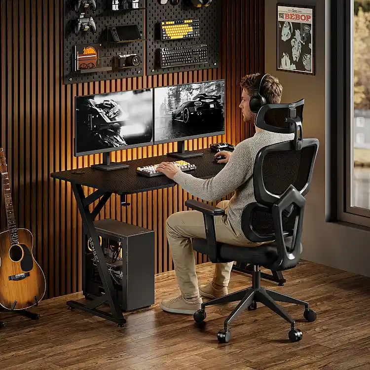 Γραφείο Gaming SENSE7 VAMO, 140x70 εκ., Μαύρο