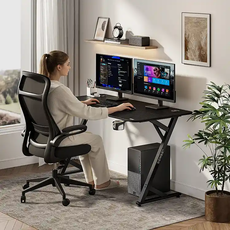 Γραφείο Gaming SENSE7 VAMO, 140x70 εκ., Μαύρο