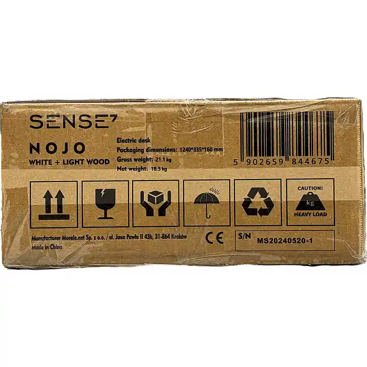 SENSE7 Nojo Ηλεκτρικό Γραφείο με Ρύθμιση Ύψους 120x60cm, White Pine