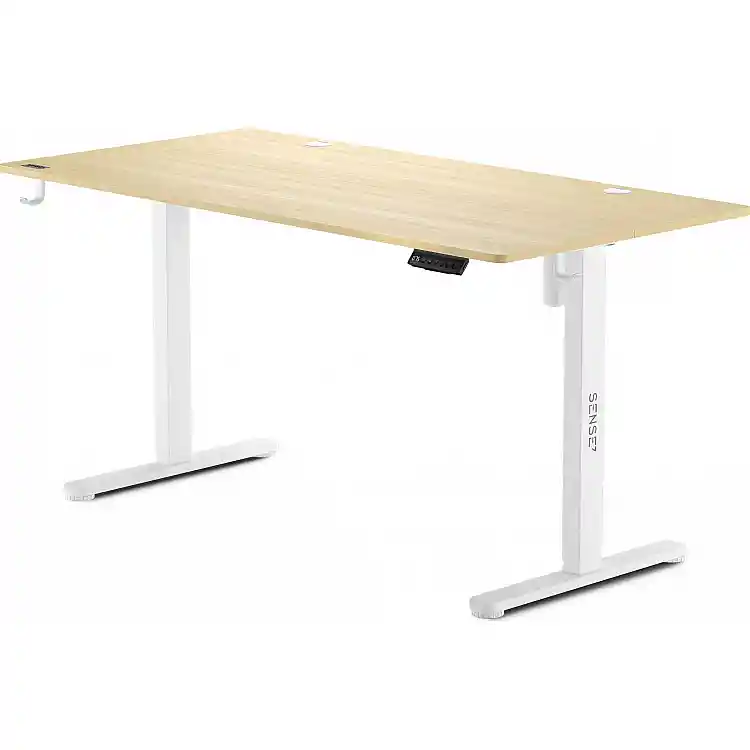 Γραφείο Gaming SENSE7 Nojo 140x70 cm, Λευκό Πεύκο, Μεγάλη Επιφάνεια Εργασίας