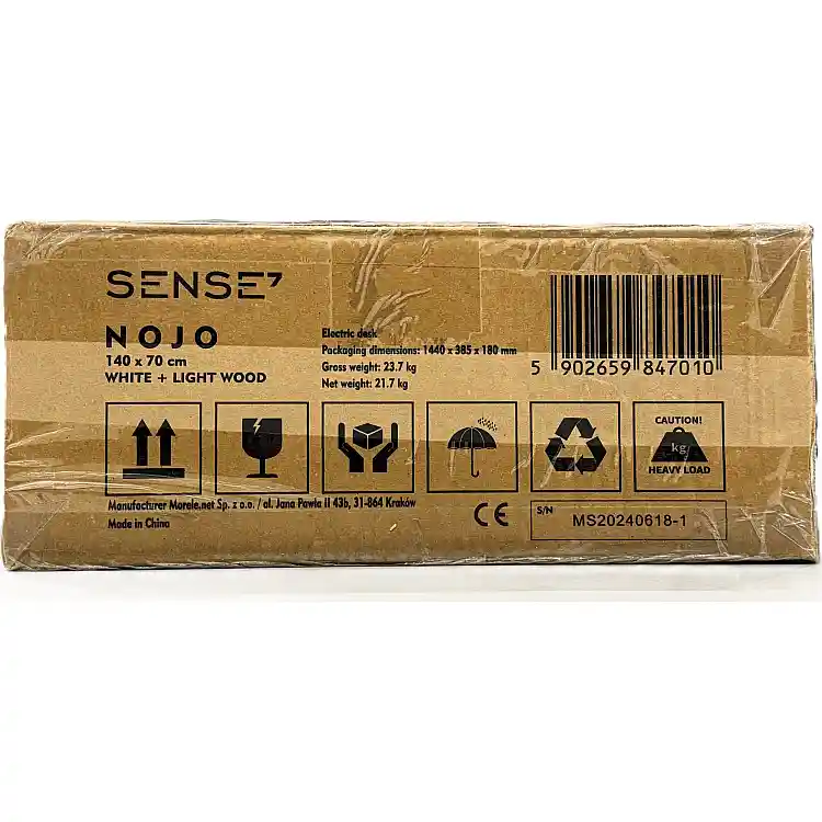 Γραφείο Gaming SENSE7 Nojo 140x70 cm, Λευκό Πεύκο, Μεγάλη Επιφάνεια Εργασίας