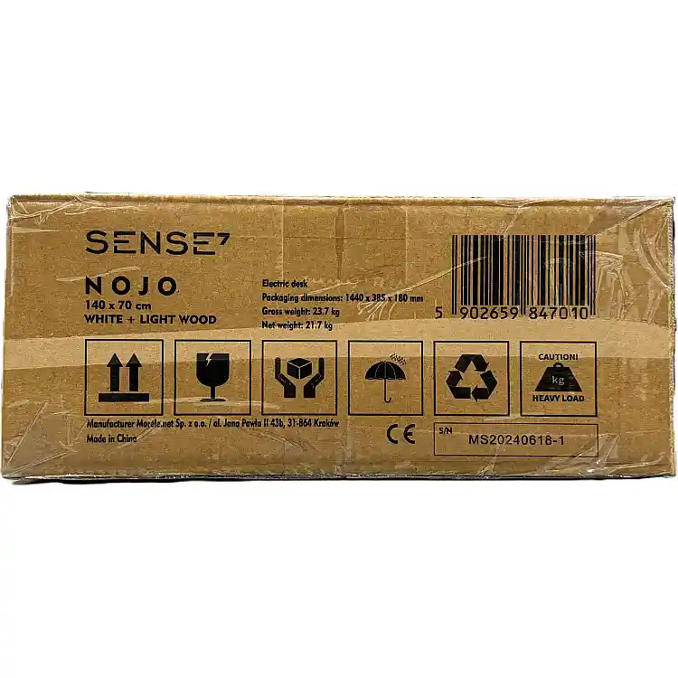 Γραφείο Gaming SENSE7 Nojo 140x70 cm, Λευκό Πεύκο, Μεγάλη Επιφάνεια Εργασίας