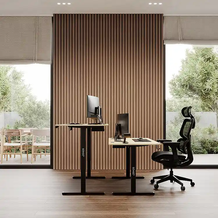 Γραφείο SENSE7 Nojo 140x70 cm, Μαύρο Πεύκο, Επιφάνεια Εργασίας Gaming