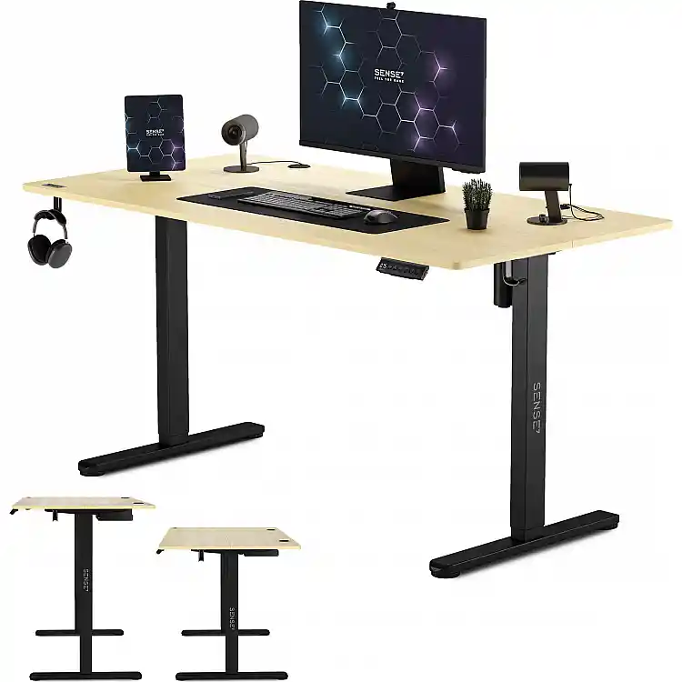 Γραφείο SENSE7 Nojo 140x70 cm, Μαύρο Πεύκο, Επιφάνεια Εργασίας Gaming