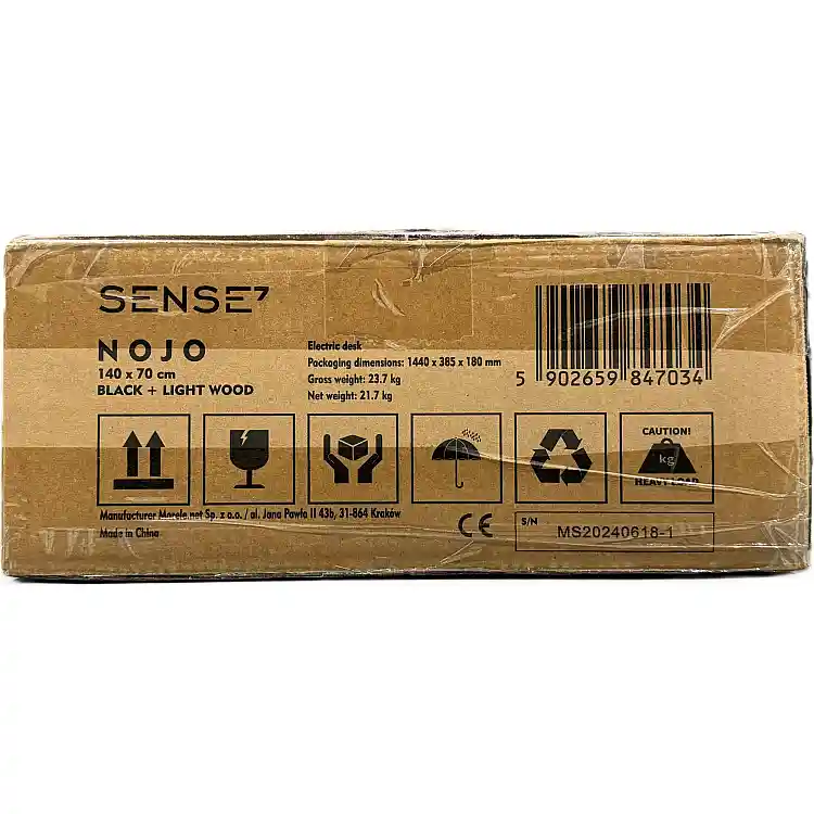 Γραφείο SENSE7 Nojo 140x70 cm, Μαύρο Πεύκο, Επιφάνεια Εργασίας Gaming