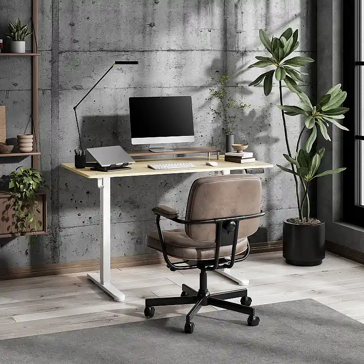 SENSE7 Nojo Light Ηλεκτρικό Γραφείο με Ρύθμιση Ύψους, Πεύκο - Λευκό, 120x60 εκ.