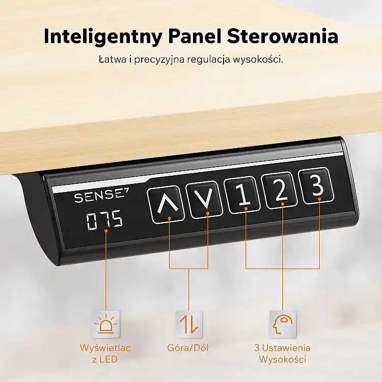 SENSE7 Nojo Light Ηλεκτρικό Γραφείο με Ρύθμιση Ύψους, Πεύκο - Λευκό, 120x60 εκ.