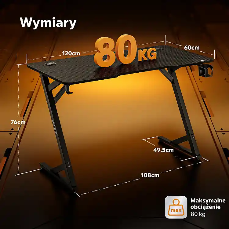 SENSE7 Γραφείο VAMO 120x60cm, Μαύρο