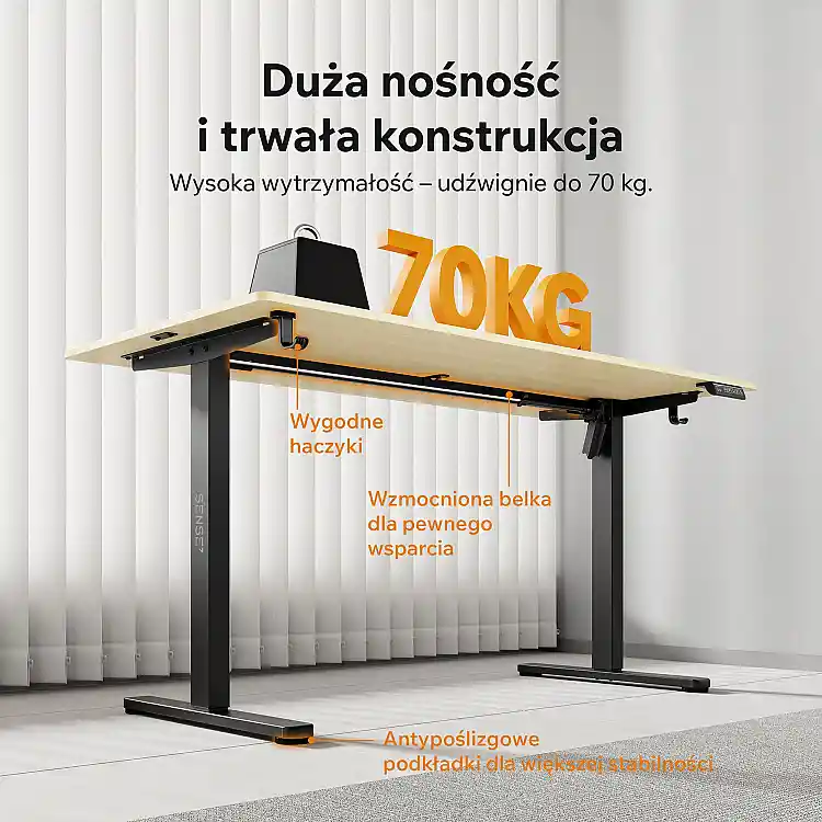 SENSE7 NOJO Light Ηλεκτρικό Γραφείο με Ρύθμιση Ύψους, Πεύκο - Μαύρο, 140x70 εκ.