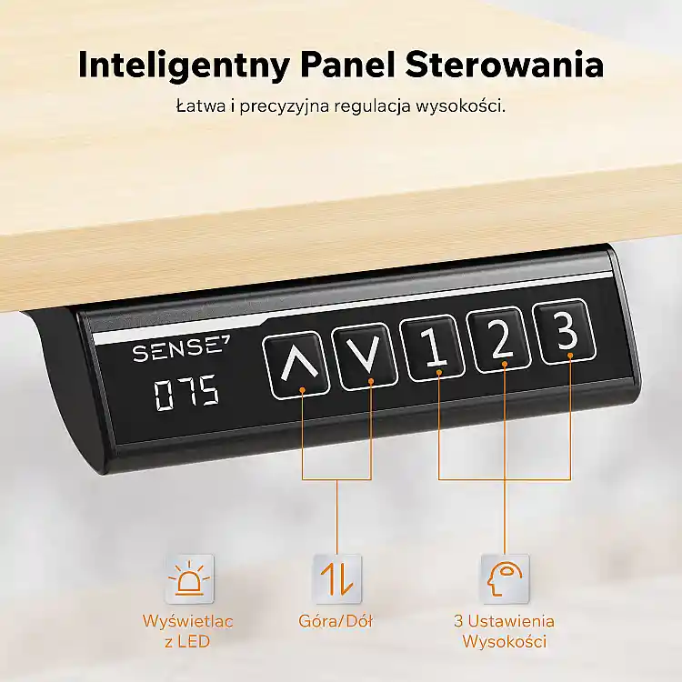 SENSE7 NOJO Light Ηλεκτρικό Γραφείο με Ρύθμιση Ύψους, Πεύκο - Μαύρο, 140x70 εκ.