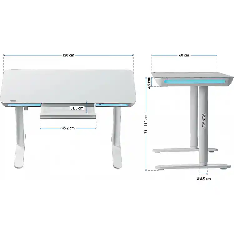 Γραφείο Gaming SENSE7 Nomo, Λευκό, 120 x 60 εκ.