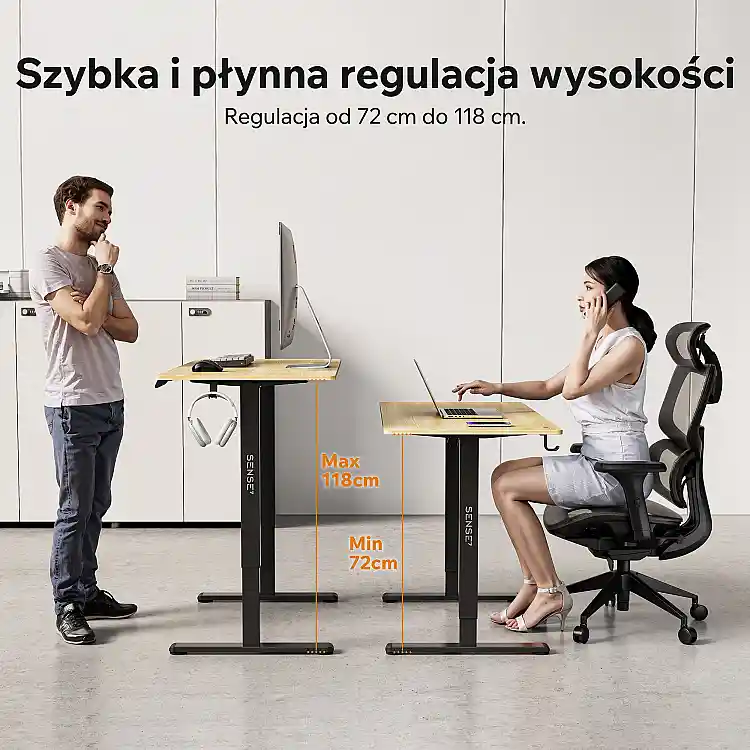 SENSE7 NOJO Light Ηλεκτρικό Γραφείο 120x60 εκ. Πεύκο - Μαύρο