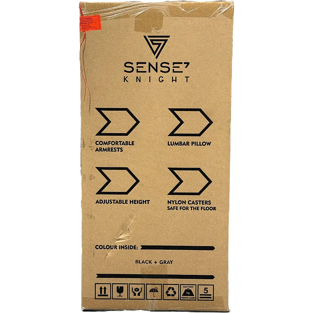 Fotel SENSE7 Knight materiałowy czarno-szary + kabel usb