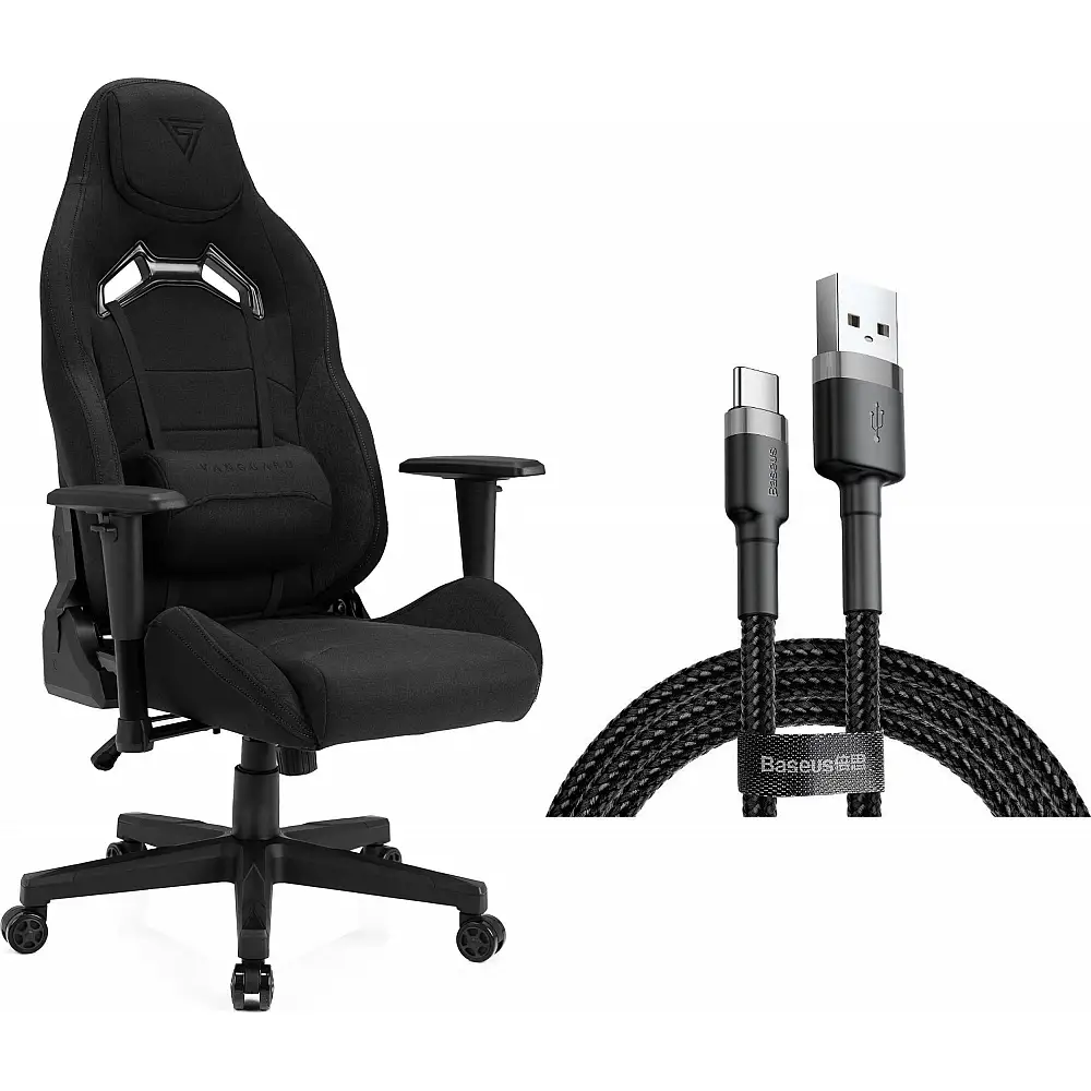 Fotel SENSE7 materiałowy Vanguard czarny + kabel usb