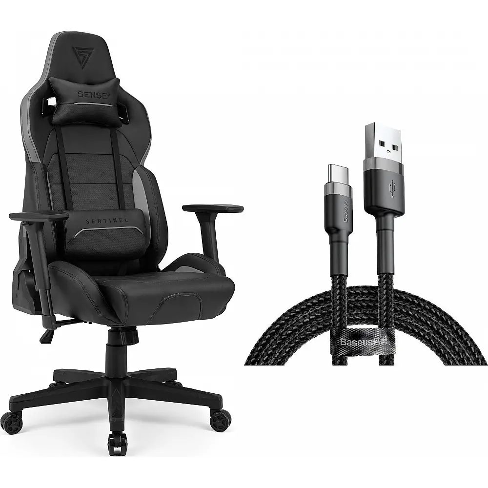Fotel SENSE7 Sentinel black-gray + kabel usb