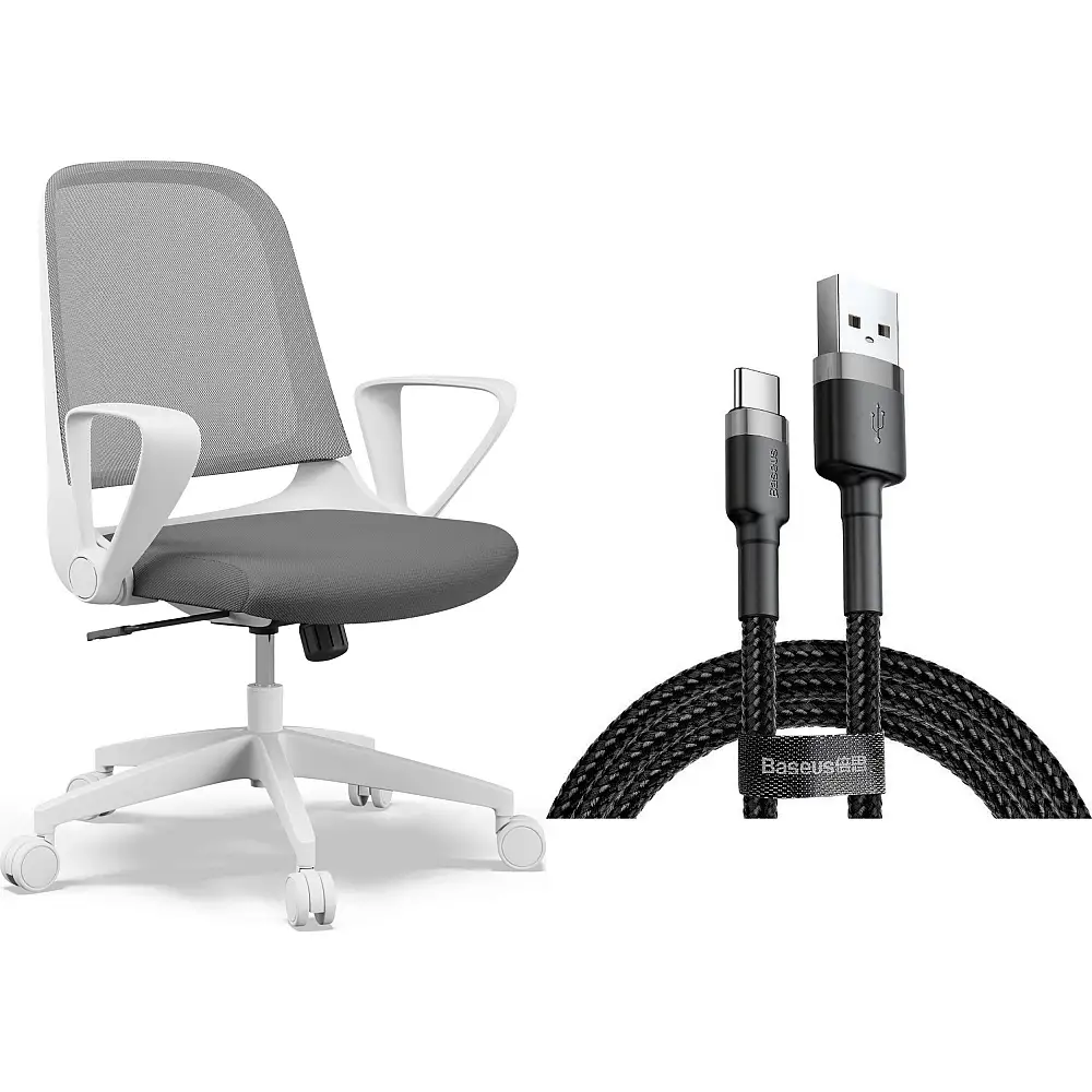 Krzesło biurowe SENSE7 Krzesło biurowe SENSE7 Sopty Biało-szare + kabel usb